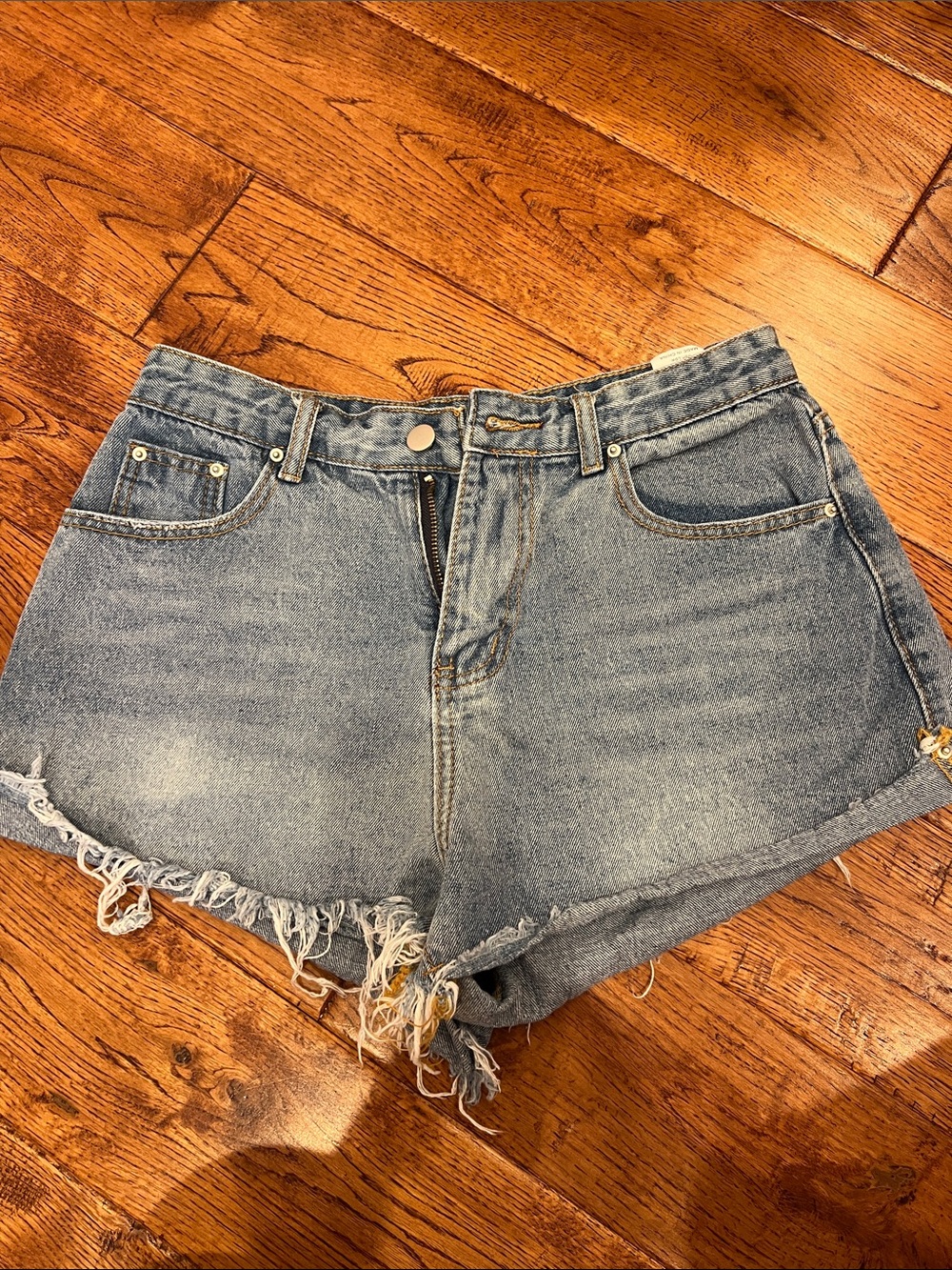 Denim High-Rise Frayed Hem Women’s Shorts - Blue